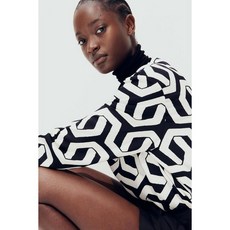 HM 브랜드관 트윌 블라우스 블랙패턴 1213147003