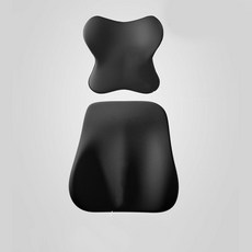자동차용 라텍스 목 보호대 세트 차량용 허리 받침 베개 허리 등받이 시트, 2세트, 블랙, 자세교정
