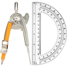 116721 2팩 기하학 도구 세트 기하학을 위한 수학 나침반 및 15.2cm(6인치) 각도기 연필이 있는 금속 나침반과 투명 플라스틱 포함 학생 교실 사무실 목공 아