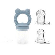 台灣FDA 贈3個網袋 咬咬樂 果汁咬咬樂 蔬果咬咬樂 副食品餐具, 青蛙灰藍