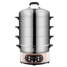 원형 스팀 채반 식당 조리기 찜판 만두기 음식점 오븐, 30cm 카키색 (1냄비+2찜통)