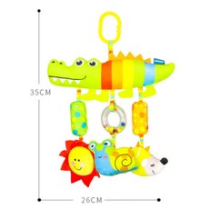 APQ歐風灰系嬰兒風鈴 (貓頭鷹/小兔子) - 推車掛件/床鈴/BB叫/響紙/毛絨玩具, 1個, 彩虹 鱷魚