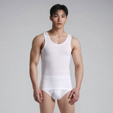 [TRY]화이트 면100 백색 민소티매런닝과삼각팬티1매 상하세트