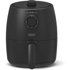 BELLA 수동 온풍 프라이어 오븐 및 5-in-1 멀티 쿠커 분리형 논스틱 및 식기세척기 안전 크리스프 볼과 바구니 1200와트 난방 시스템 무광 블랙 511652, Black, 1.9L, Manual/ double knob