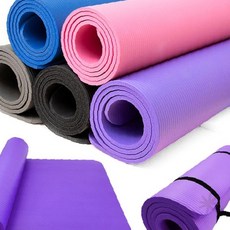 두께감 있는 운동 매트 홈트레이닝 스트레칭 필라테스 바닥 보호 쿠션 실내 운동, 1개, 스탠다드(61cm)_10mm+스트랩_핑크