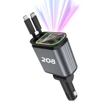 업그레이드된 스타 라이트 120W PD USB C 빠른 자동차 전화 충전기 푸조 개폐식 케이블 어댑터, 01 Type C and IOS