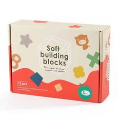 軟膠積木A1D 12顆 嬰幼兒浮雕軟積木玩具 捏捏樂玩具 益智認知 牙膠玩具 商檢合格, 1個, 12顆（包裝隨機）彩盒微凹、商品完整