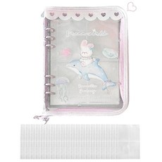 스티커 책 A5 투명 스티커 책 여자 아이 스티커 바인더 4컷 페이지 20장 바인더 소녀 컬러 파일 프리클라 대형 사이즈 스티커 장 (Rabbit A5)