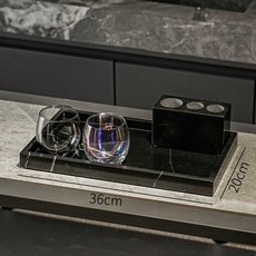 대리석 칫솔꽂이 욕실 북유럽 스테인리스 스탠딩 심플 호텔 세면, B모델3홀 + 36x20cm 트레이 + 컵한쌍