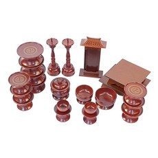 차례 제기 원목 제사상 성묘 전통 나무 기제사 휴대용 세트 반상기, 술잔