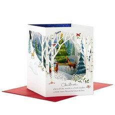 Hallmark 페이퍼 원더 팝업 휴일 카드 (우드랜드 동물 팝업), 우드랜드 장면 팝업 카드, 1개
