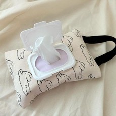 韓國ins風 氣球小熊絎縫棉濕巾袋 汽車外出推車 便攜掛式布藝紙巾盒, 米色兔子溼巾袋, 1個