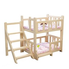 강아지 2층 침대 원목 반려동물 애견 하우스 사다리, 1개, 옆계단 L 100x60x80