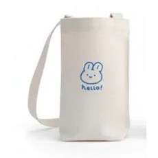 휴대용 텀블러백 어깨끈 포함 캔버스 물병 파우치 캐릭터 보틀 주머니 산책 가방, 1개, hello 토끼