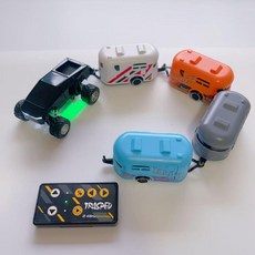 원격 제어 멀티 트레일러 RV 다중 섹션 열차 가능 3단 변속 충전 장난감 자동차, 배터리 25분, 1개, 검정(혼합 4개)+액세서리