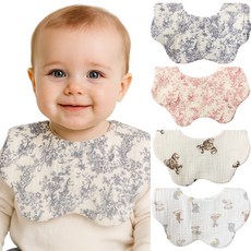 불로홈 요루 6중 거즈 롤링 아기 턱받이 4종 라운드세트, A세트, 1세트