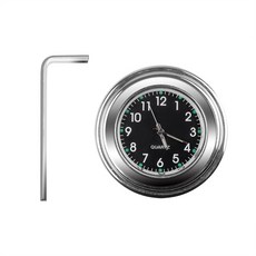 유니버설 7 8 방수 크롬 오토바이 자전거 핸들 바 마운트 석영 시계 알루미늄 빛나는 모토 액세서리, 1개, Silver Black 1