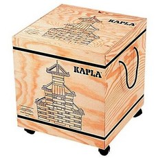 KAPLA 歐洲進口天然原木積木1000片裝 原木外盒附輪子, 1個