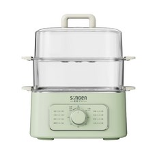 松井SONGEN多功能雙層蒸煮鍋/電火鍋/電蒸鍋/美食鍋/料理鍋，超商限1台，一鍋多用，蒸煮煎炸樣樣行, 清新綠, SG-1011MS