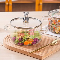 高硼矽玻璃雙耳燉鍋, 1.6L 透明小熊鍋