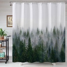 Accnicc Christmas Shower Curtain Winter Snowflake Pine Tree Shower Curtains for Bathroom Green For
