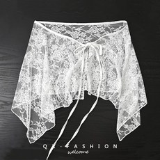여성 레이어드 랩 스커트 사계절 패션 트렌드 레이스 언밸런스 힙커버 캐주얼 코디 시스루 랩 스커트 wmy
