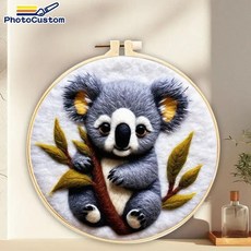 포토커스텀 나무늘보 양모 페인팅 키트 벽 예술 공예 동물 펠팅 홈 데코레이션, 1개, 1. MZH-127-2020-XP