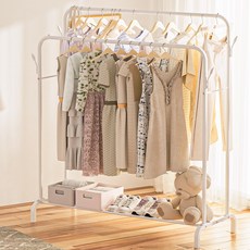 씨크펀 이동식 2단 스탠드 옷걸이 시스템 행거 고하중 25mm, 화이트