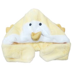 귀여운 병아리 모자 목도리 워머, 노랑, 1개
