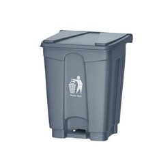 腳踏式垃圾桶 35L 灰色 附蓋 密封防水 靜音開合 適用居家空間 41x40x51.5cm, 灰色-35L