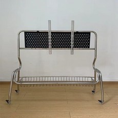 85인치 이동식tv거치대 스텐 무빙스탠드 블랙 90x35x120 일반형 티비다이, 1개, F. 구멍판 스테인리스 바구니 120x36x90