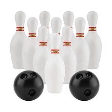 shangren 어린이 볼링 세트 가족 스포츠 게임 야외 볼링 장난감 3~8세 아동을 위한 교육용 장난감, 7x7x19cm, 플라스틱, 흰색 검정색