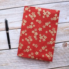 【和風-紅】 書衣 書套 可調式 布書衣 A6 A5 B6 50K 25K 32K 20K 16K, 1個