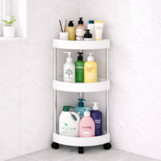룸앤업 틈새수납 무타공 화장실 다용도 코너 선반, 화이트, 1개