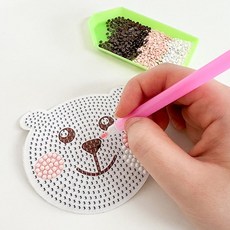 복지센터 집중력 미술활동 백곰 얼굴 보석십자수 책상거울 만들기 방과후학교 중등 초등