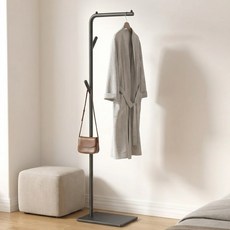 AIpina ㄱ자 대리석 스탠드 행거 튼튼한 철제 인테리어 기둥식 스탠드 옷걸이 행거, 블랙-02