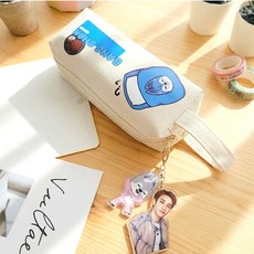 스트레이키즈 학생용 캔버스 필통 키링 학교 학원 데일리 파우치 스키즈 굿즈, 1개, 디자인 D