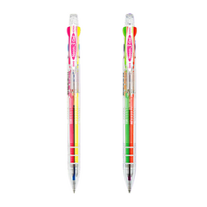 (1+1) 자바펜 네온3겔 멀티펜 0.5mm 형광볼펜, 1세트, 1+1 (형광 노랑/분홍/하늘+형광 보라/주황/연두)