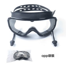 熱賣大框防霧泳鏡 內建耳塞矽膠成人游泳眼鏡 戶外專業裝備, 1個, 新款大框黑色泳鏡OPP袋裝
