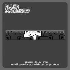 RULER STATIONERY 可愛貓咪學生尺子 20cm直尺, 1個, 黑中白貓A,-20cm直尺