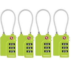 TSALOCK 락Security3자리콤비네이션슈트케이스수하물가방코드잠금자물쇠딥블루-4팩121654, 그린 4팩