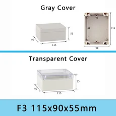 방수 정션 박스 F형 ABS 신소재 플라스틱 케이스 계측기 프로젝트 인클로저 IP67 야외 전자 하우징, 20 F3 115x90x55mm, 02 Transparent Cover