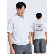 챌린저 남성 스컬 포인트 카라 반팔 티셔츠 (화이트) CHF2MST6233WH