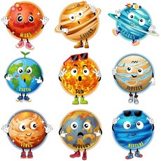 패시미 9개 행성 게시판 장식 귀여운 교실 배너 및 포스터 종이 컷아웃 초등학교 홈 오피스 벽 거실 테마 파티 용품, Planets