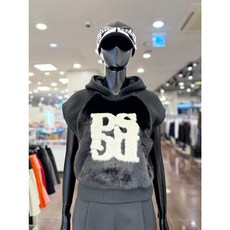 5F [신사] 파사디 골프 여성 가을 겨울 FUR배색 레글란 방풍 니트 조끼 라운딩 자켓 [아이보리 블랙]