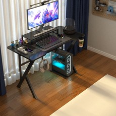 게이밍 컴퓨터 책상 1200 K자형 게임 테이블 게이밍데스크 받침대포함, 블랙