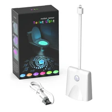 화장실 야간 조명 충전 방수 인간 감지 화장실 유도 조명 다채로운 프로젝션 램프 욕실 조명 장식, 01 1pcs, 01