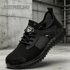 여름 경량 남자 안전화 통기성 메쉬 스틸토 보호 작업화 내구성 스니커즈