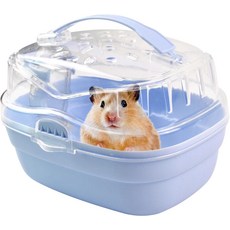 물병이 있는 MUYG 햄스터 운반 케이지 휴대용 여행용 케이지 플라스틱 기니피그 케이스 친칠라 고슴도치 마우스용 소형 동물 케이지(흰색), White