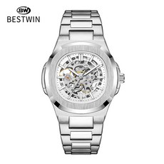 雙面鏤空夜光男士手錶全自動機械錶高級感防水男表合金外貿腕錶